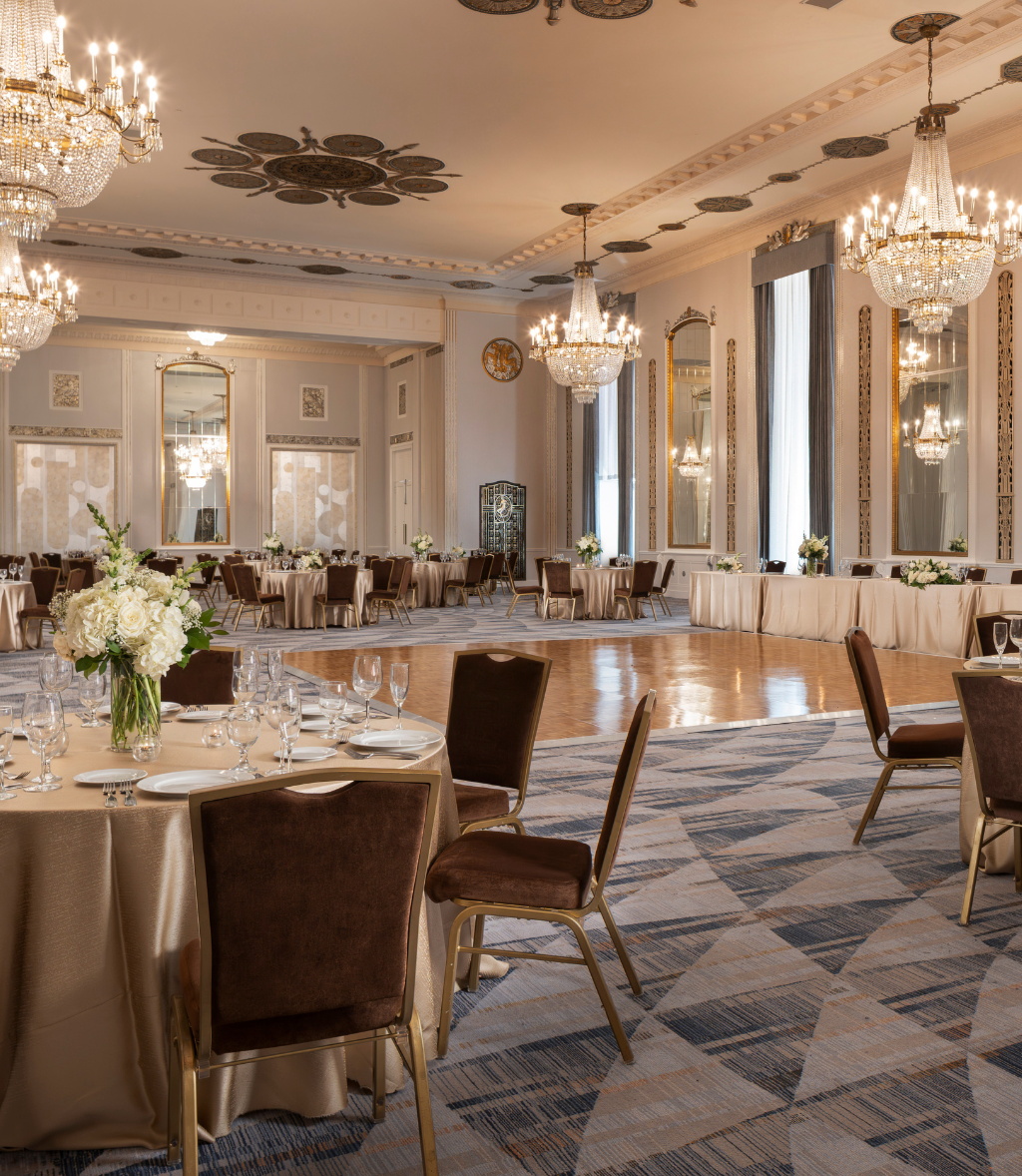 Couple Dancing in Crystal Ballroom
